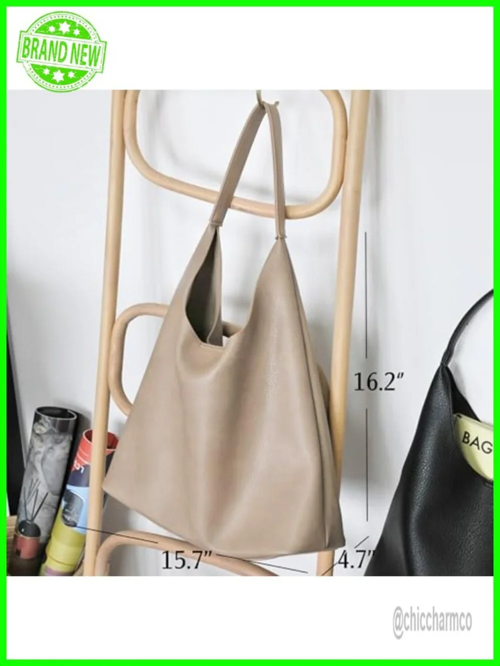 Soft Vegan Leather Slouchy Hobo Tote Shoulder Handbag Purses